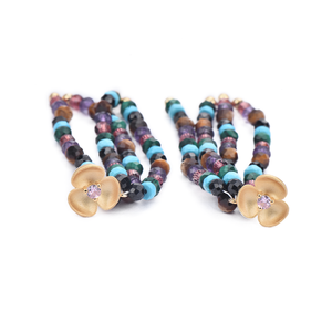 Boucles d'oreilles pendantes plaquées rhodium à la mode ensemble de bijoux avec pierres précieuses en cristal d'améthyste turquoise pour cadeau de mariage pour femme - Product Image 2