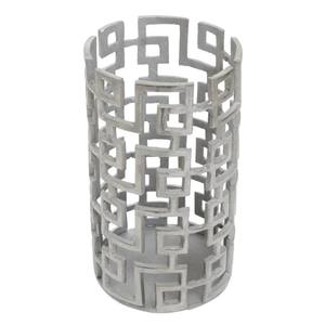 Delphi โคมไฟตั้งโต๊ะอลูมิเนียมเรขาคณิตสีเงิน Bronx Ivy ไฟตกแต่งเน้นเชิงเทียนโลหะและโถ - Product Image 5