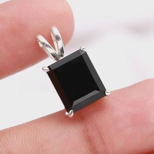 จี้หินออนิกซ์สีดำทำมือ รูปทรงสี่เหลี่ยมผืนผ้า เครื่องประดับเงินแท้ ของขวัญสำหรับผู้หญิง สวยสง่า ไม่ซ้ำใคร - Product Image 2