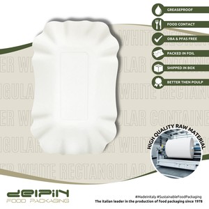 Barquette en carton blanc rectangulaire jetable, recyclable, biodégradable, de qualité alimentaire, enduite, style solide, usage commercial, personnalisable - Product Image 4