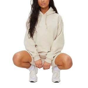 Sweat à capuche en coton pour femmes avec logo avant Vêtement de sport décontracté à faible élasticité Manteau d'hiver classique à la mode pour femmes - Product Image 4