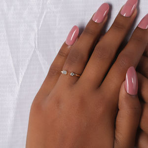 Lujo clásico bisel ajuste laboratorio cultivado diamante Esmeralda y corte redondo plata esterlina compromiso diamante anillo fino solitario anillo - Product Image 3