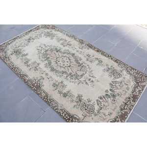 Rug, 3.8x7.1 ft Turkish Rug, <b>Brown</b> Solid Rug <b>Wool</b> - Product Image 4