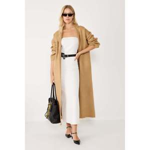 Cárdigan Largo de Punto Crochet Camel Chic, Estampado Informal para Todas las Temporadas: Primavera, Verano, Otoño e Invierno - Product Image 3