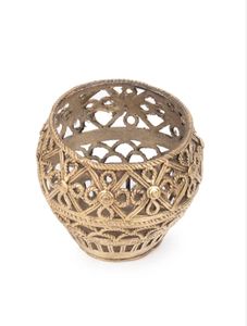 Support à stylos en bois d'art Dokra complexe, travail Jaali, hauteur de 4 pouces, organisateur de fournitures de bureau, organisateur de bureau et de maison - Product Image 4