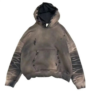Sudadera con Capucha de Alta Calidad con Efecto Ácido y Desgastado por el Sol, Corte Personalizado, Estilo Casual Holgado y Oversize - Product Image 1