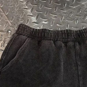 Pantalones cortos de chándal de moda de algodón grueso lavado Vintage personalizados con logotipo para hombre, pantalones cortos de felpa franceses bordados con apliques parcheados - Product Image 4