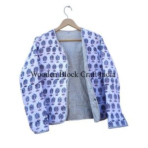 Chaqueta Kantha Reversible de Invierno, Hecha a Mano, 100% Algodón, Clásica, Acolchada, Ecológica, para Mujer, con un Elegante y Moderno Diseño - Product Image 2