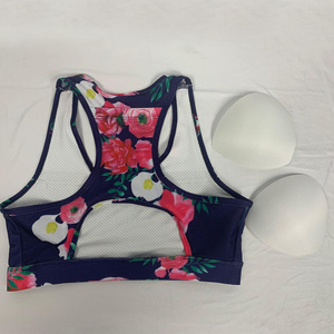 Custom Flower Texture Digital Printed Thin Shoulder Straps Bajo MOQ Precio bajo Mujeres Sportsbra con Cell Pocket OEM - Product Image 6