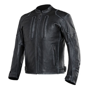 Veste de moto en cuir véritable de haute qualité pour usage extérieur, manches longues, longueur standard. - Product Image 4