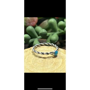 Navajo Handmade Kingman <b>Turquoise</b> Sterling Silver Statement Stacker <b>Ring</b> - Product Image 4
