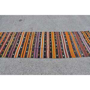Nueva Alfombra de lana Kilim negra de 9x12, tejido plano de estilo turco Tabriz con técnica Jacquard, patrón de retazos de 2,8x9,1 pies, respaldo de látex - Product Image 3