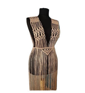 Macrame ชุดเดรสชุดว่ายน้ำสำหรับเจ้าสาวของคุณเป็นผ้าฝ้ายทอมืองานเทศกาลเสื้อเอวลอยเสื้อเอวลอยสำหรับผู้หญิงเดรสชายหาด macrame - Product Image 1