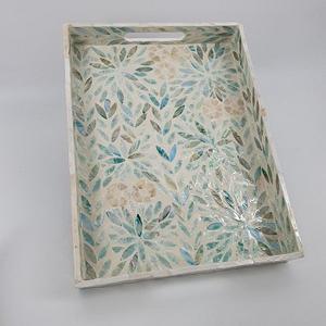 Bandeja Artesanal Resistente con Incrustaciones de Hueso con Aspecto de Nácar, Diseño Rectangular Clásico y Elegante para Servir en el Comedor o Bar - Product Image 5