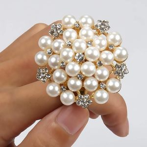 Élégant rond de serviette en forme de perle mariage noël et occasions spéciales bois et papier matériel élément décoratif de table - Product Image 4