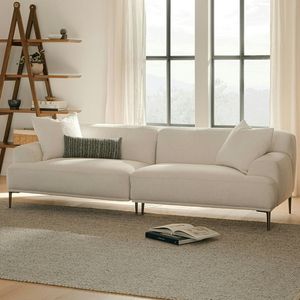 Juego de Sofás Minimalistas de Tela Blanca con Tapicería de Poliéster para Sala de Estar, Dormitorio, Oficina, Salón y Muebles de Interior - Product Image 1
