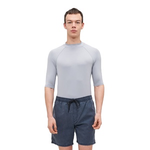 Camiseta de Natación para Hombre, Corte Ajustado, Poliéster y Elastano, Secado Rápido, Antiarrugas, Antipilling, Transpirable, Elástica, para Surf, Playa - Product Image 1