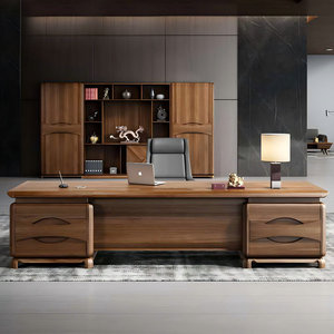 Solid Ash Wood Executive Desk Natural Ash Brown Finish Rectangular <b>Office</b> Desk with Plant-Based Wax 1-Year Warranty - Product Image 3