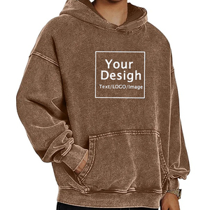 Black Acid Wash Hoodies <b>Jacket</b> | Cotton Oversized Casual Pullover Unisex Plain Warm Winter Wear Top With Front Pockets Hoodie - Product Image 2