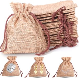 ถุงของขวัญขนาดเล็กถุงผ้ากระสอบที่มีเชือกดึงนำมาใช้ใหม่ได้ถุงปอกระเจาสำหรับงานวันเกิดงานแต่งงานงานปาร์ตี้วันฮาโลวีนเทศกาลคริสต์มาส - Product Image 1