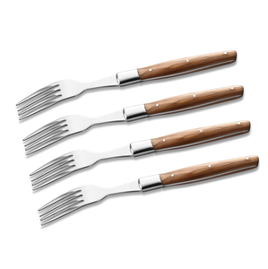 Meilleures ventes de couverts spéciaux, fourchette à dessert, cuillère à dessert en bois, manche en acier inoxydable, cuillère à dessert 4 pièces, couverts au prix d'usine - Product Image 1