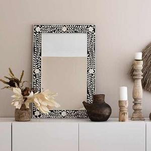 Luxueux décor mural de chambre à coucher moderne fabriqué à la main 100% cadre de miroir en incrustation d'os en bois naturel bonne qualité pour un usage domestique personnalisé - Product Image 1