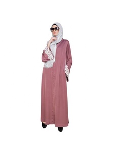 Abaya en lin avec perles de rêve et ouverture sur le devant Style Dubaï et Turquie Robe moderne décontractée et modeste pour les musulmans de grande taille Vente à chaud - Product Image 2