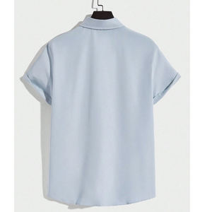 Camisas de vestir de playa de negocios informales sólidas de manga larga para hombre de poliéster y algodón de diferentes colores personalizadas al por mayor - Product Image 6