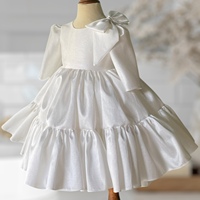 Robe de fête Tafta à manches longues pour filles avec nœud d'épaule Nhung Nguyen Made In Vietnam Utilisé pour le froid hivernal