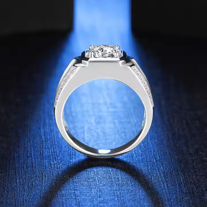 Luxury <b>Men's</b> 925 Sterling <b>Silver</b> Plated Lab Grown Round Brilliant Cut Diamond <b>Ring</b> with IGI Certification for Wedding Engagement - Product Image 4