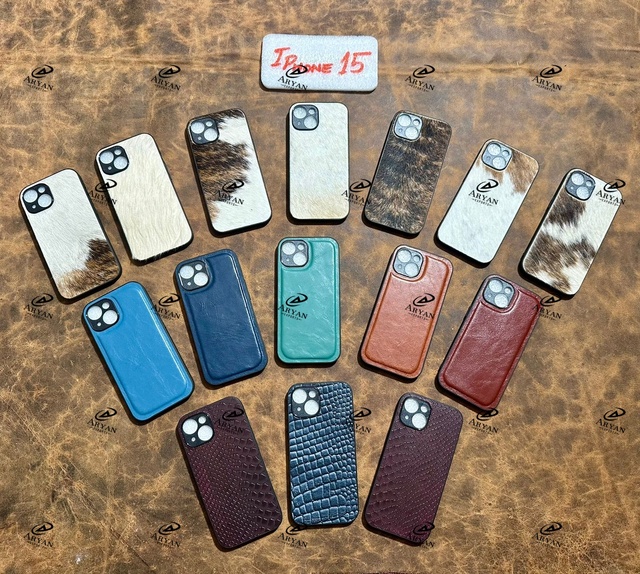 New Arrival Stylish Pattern Real Genuine Leather Phone Cases Personalized Vintage Luxury High Quality Phone 15 Mobile Covers