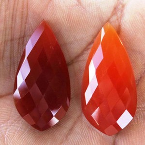 เครื่องประดับอัญมณีทรงลูกแพร์แบบเหลี่ยมเพชรพลอยธรรมชาติสีส้มคาร์เนเลี่ยนที่สวยงาม - Product Image 2