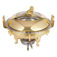 Nouvel arrivage de chauffe-plats en acier inoxydable plaqué or chauffe-plats coulé pour buffet traiteur chauffe-plats d'Inde
