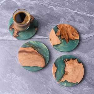 MN EXPORTS Premium Maple Nogal Resina Madera Posavasos duraderos hechos a mano Elegante Ángel Estilo Café y Cerveza Regalo de boda - Product Image 6