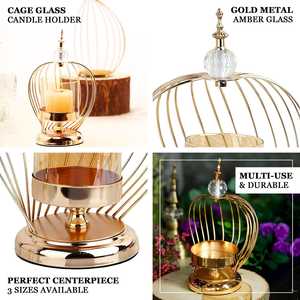 Portavelas de Cristal con Base de Metal Dorado de 12 Pulgadas, Estilo <span class=keywords><strong>Barroco</strong></span> con Cristal, para Decoración de Mesa de Boda - Product Image 6