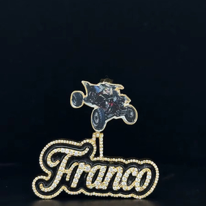 Custom Pass Diamond Tester Hip Hop Moissanite Carta Colgante 925 Plata Negro Esmalte Custom Bike Bail Moissanite Colgante - Product Image 1