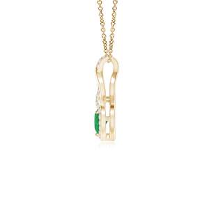 14K <b>Solid</b> <b>Gold</b> Heart & Infinity Shape Natural Green Emerald Diamond Accents Romantic Luxury IGI Certified Handmade Fine Jewelry - Product Image 2