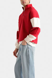 Respirant 350gsm hommes quart Zip sweats personnalisé sérigraphié lavé contraste couleur panneau Style pull hiver - Product Image 4