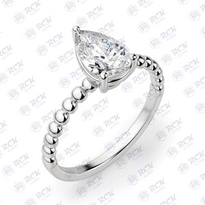 1,30 TCW Pear Cut Solitaire Moissanite Ring para mujer Compromiso Anillo de plata esterlina - Product Image 2