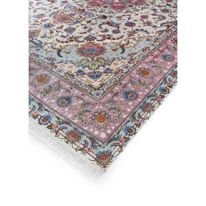 Tapis en laine noués à la main Aalam Ivory pour la maison, le salon, la chambre, le couloir - Avec motif médaillon abstrait Tabriz fait main - Product Image 2