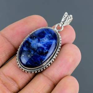 Colgante clásico elegante de Plata de Ley 925 con piedras preciosas de sodalita para regalos de fiesta colgantes y dijes finos - Product Image 3