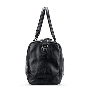 Proveedor de bolsas de lona de alta calidad, bolsa de cuero para viajar durante la noche impermeable a medida Black Tan - Product Image 3