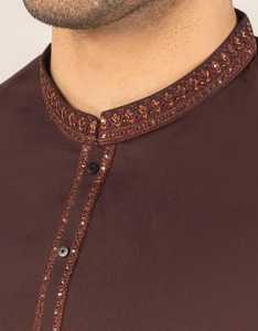 Salwar Kameez en coton traditionnel ethnique bleu marine uni, 2 pièces, robe respirante, coupe régulière, costume de fête, hiver, extérieur - Product Image 4