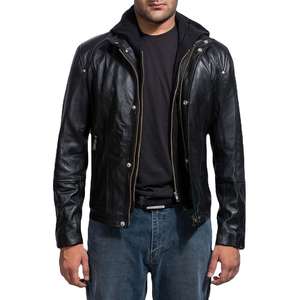 Blouson de motard en cuir personnalisé Blouson en cuir PU Blouson en cuir de motard pour hommes - Product Image 4