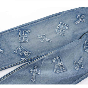 Stitchmode Pantalon en jean pour homme d'hiver brodé et vintage avec doublure en polaire à séchage rapide - Product Image 4