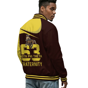 Iota Phi Theta Establecido 1963 Varsity Jacket Marrón Oro Letterman Greek Life Apparel Fraternity Premium Outerwear - Product Image 5