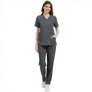 Professional Medical Nursing <b>Scrub</b> <b>Set</b> Unisex V-Neck OEM Custom Healthcare Uniform 100% Cotton Twill Lightweight - Product Image 1