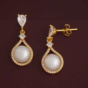 92.5 Sterling <b>Silver</b> <b>Drop</b> <b>Earrings</b> with Water <b>Drop</b> Shape and Tassel Design for Wedding and Party Occasions - Product Image 6