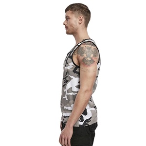Camiseta sin mangas de entrenamiento con estampado de camuflaje por sublimación, venta de fábrica, OEM, al por mayor, material elástico, algodón acanalado, color liso - Product Image 5