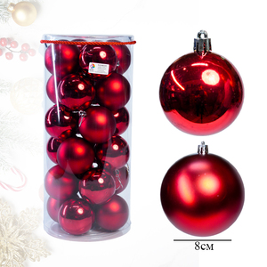 Ornements de Noël de 8cm 24pcs Couleurs unies lisses et mates | Boules d'arbre incassables - Product Image 4